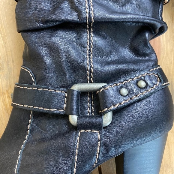 Fossil Womens Fold Over Harness Boots Mid Calf Leather Black Size 9 - Picture 8 of 11